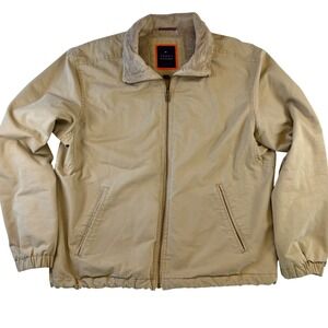 VTG Tommy‎ Hilfiger Harrington Style Jacket Mens M Fleece-Lined Khaki Beige